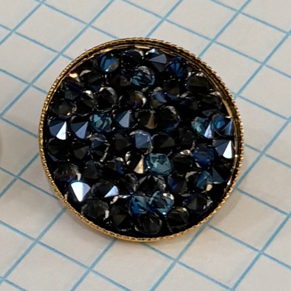 Blue Crystal Stud Earrings - Picture 2 of 3
